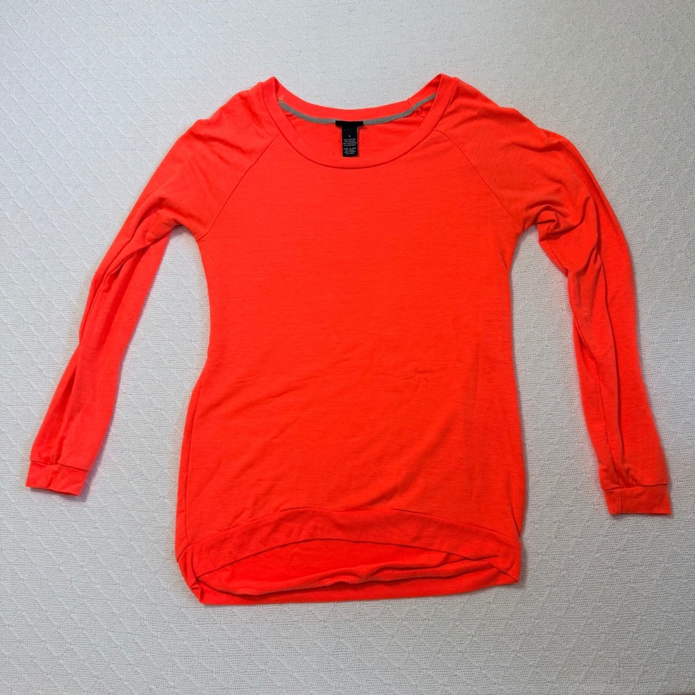 Rue21 Women Neon Orange Long Sleeve Raglan Top High Low Hem Size S